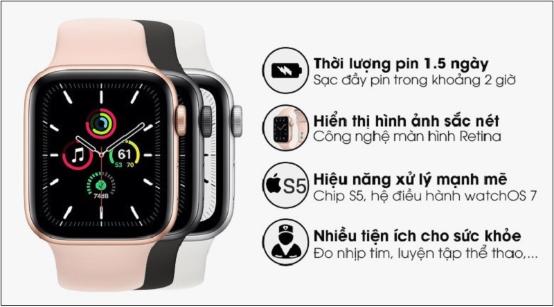 Apple Watch SE c&oacute; khung viền chắc chắn, thiết kế bo tr&ograve;n 4 g&oacute;c